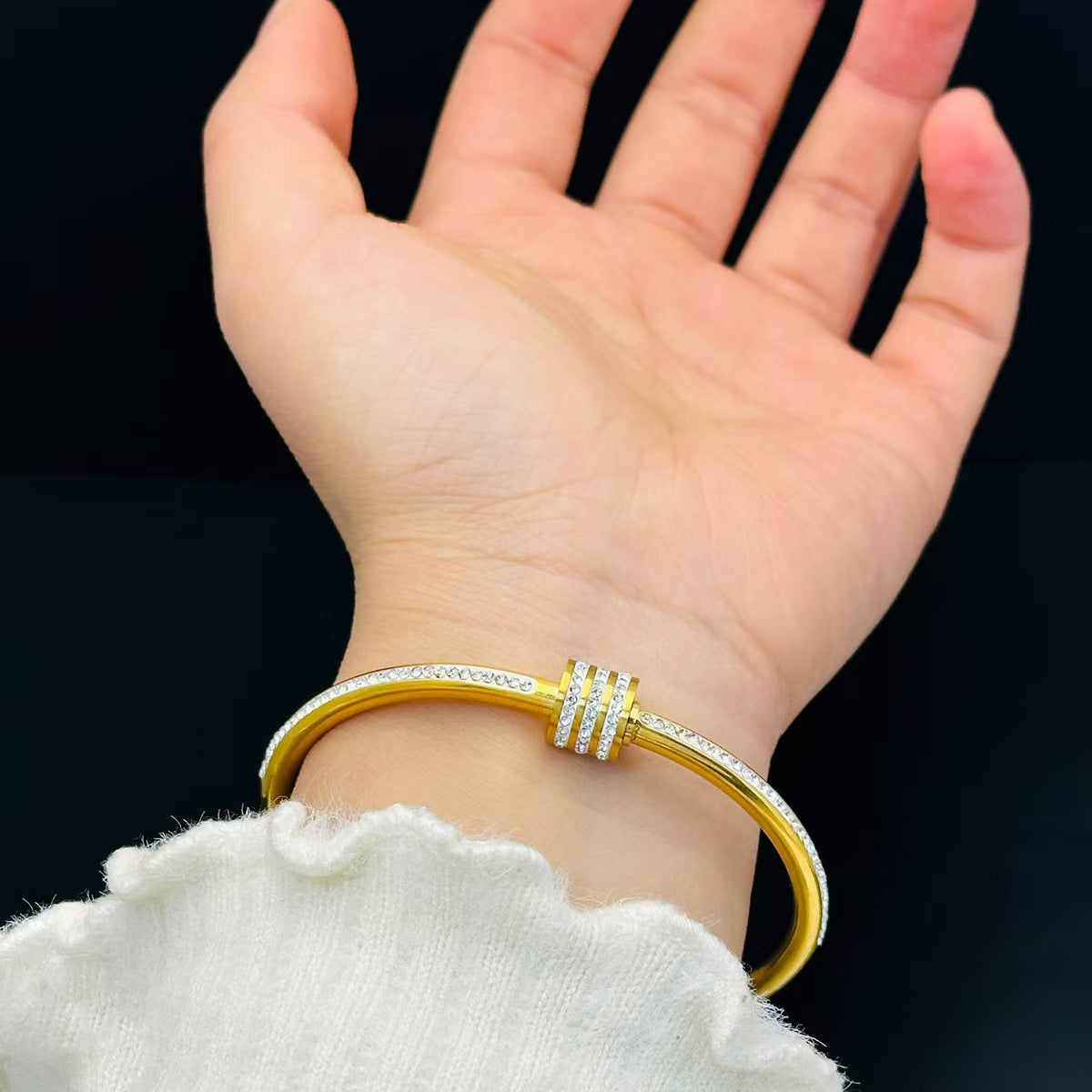 Bracelet Naïs Acier Inoxydable & Pavage Cristaux de Zirconium