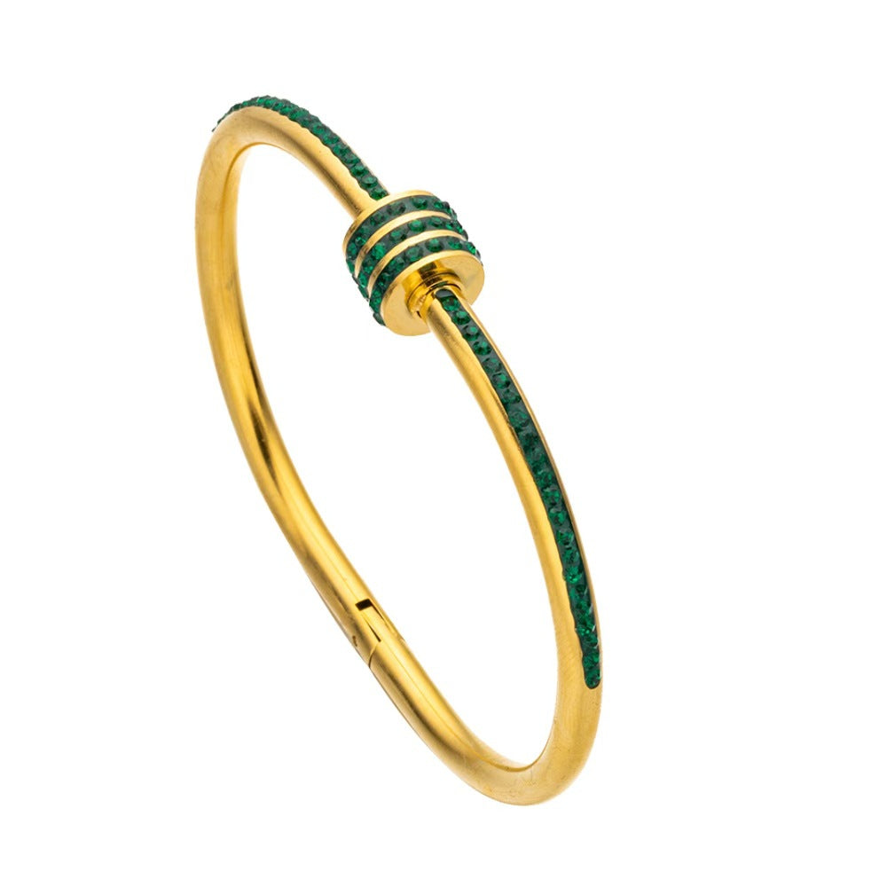 Bracelet Jade Cristaux Verts & Fini Doré